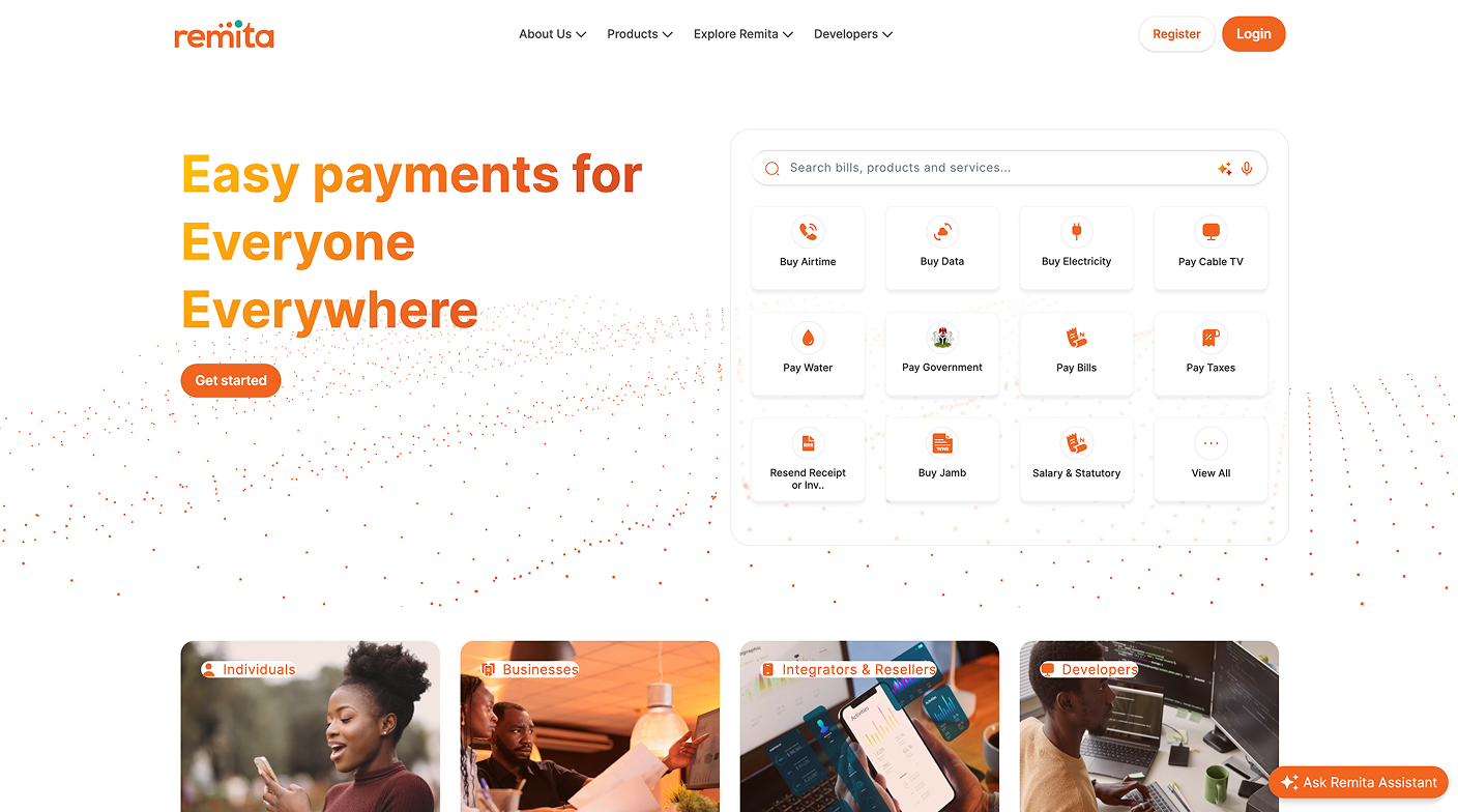 Remita product interface